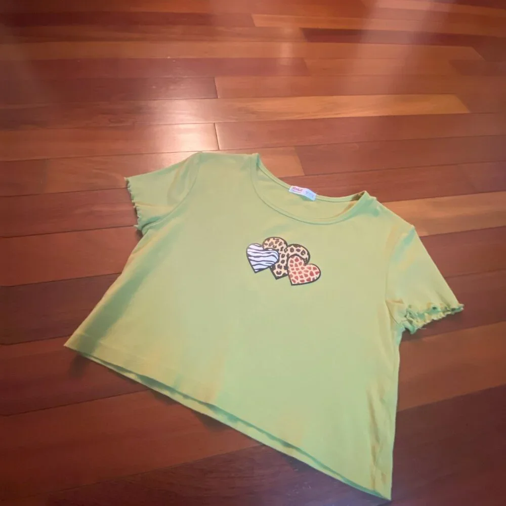 Green Babydoll Crop Top size Medium tee